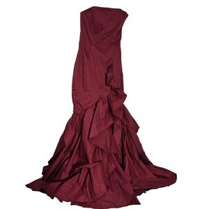 Strapless Burgundy Evening Gown